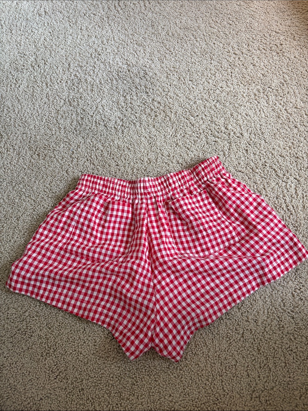Princess Polly Red Gingham High Waist Elastic Shorts - Picture 2 of 4